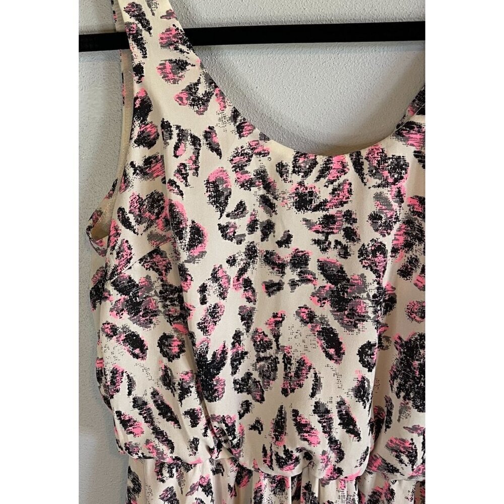 LUSH Womens Strappy Blouson Mini Dress Small Cheetah Print Lined - Picture 7 of 12